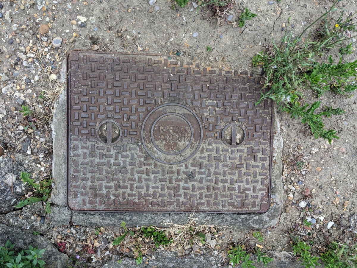 This morning I will be live tweeting my favourite manhole and drain covers, from my government-mandated morning walk.First one. Classic design and shape.  #thread