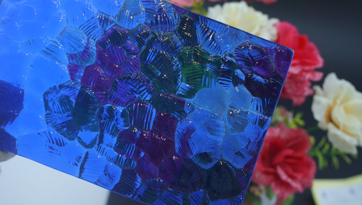 Blue 3mm 4mm 5mm 6mm Patterned glass for office