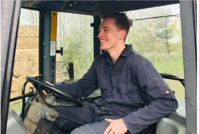  @sam_caygill pictured here driving his dad's tractor, is committed to improving crop yields through better understanding of weed genetics and herbicide resistance. He graduated from Queen's in 2019 and is currently a DPhil student at Oxford.