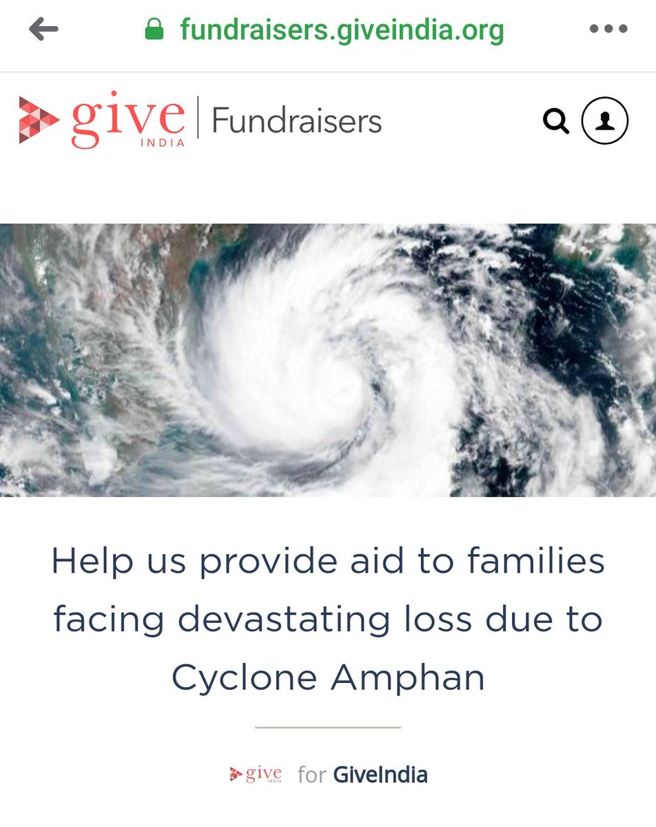 GiveIndia has an Amphan specific fundraiser in place now:  https://fundraisers.giveindia.org/campaigns/help-us-provide-aid-to-families-facing-devastating-loss-due-to-cyclone-amphan