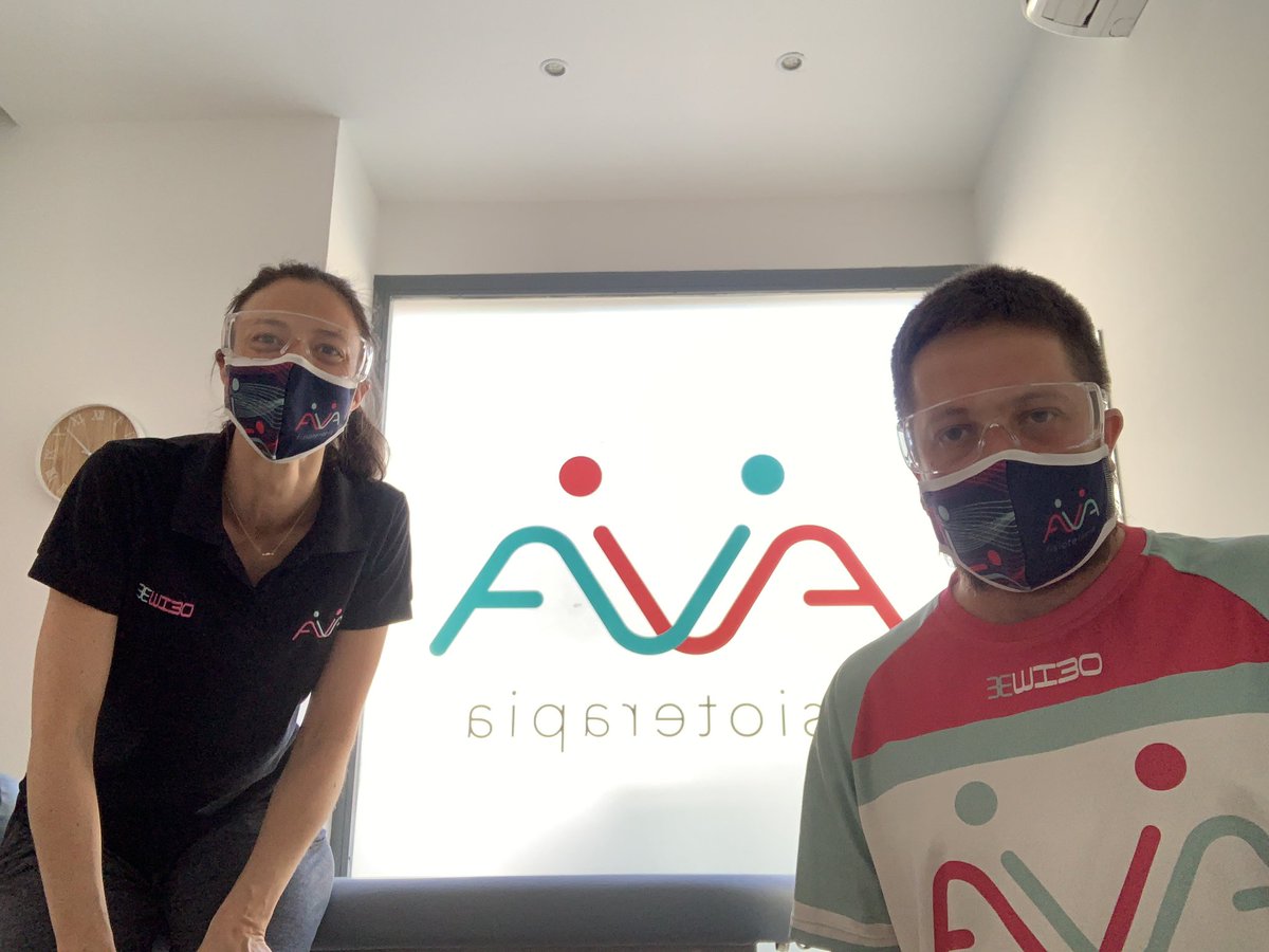 AVVAfisio's tweet photo. Muchas gracias @WiboSport por las mascarillas. Calidad maxima!!!Aunque no lo parezca estamos sonriendo!!!😉 https://t.co/NuALbq5B4u
