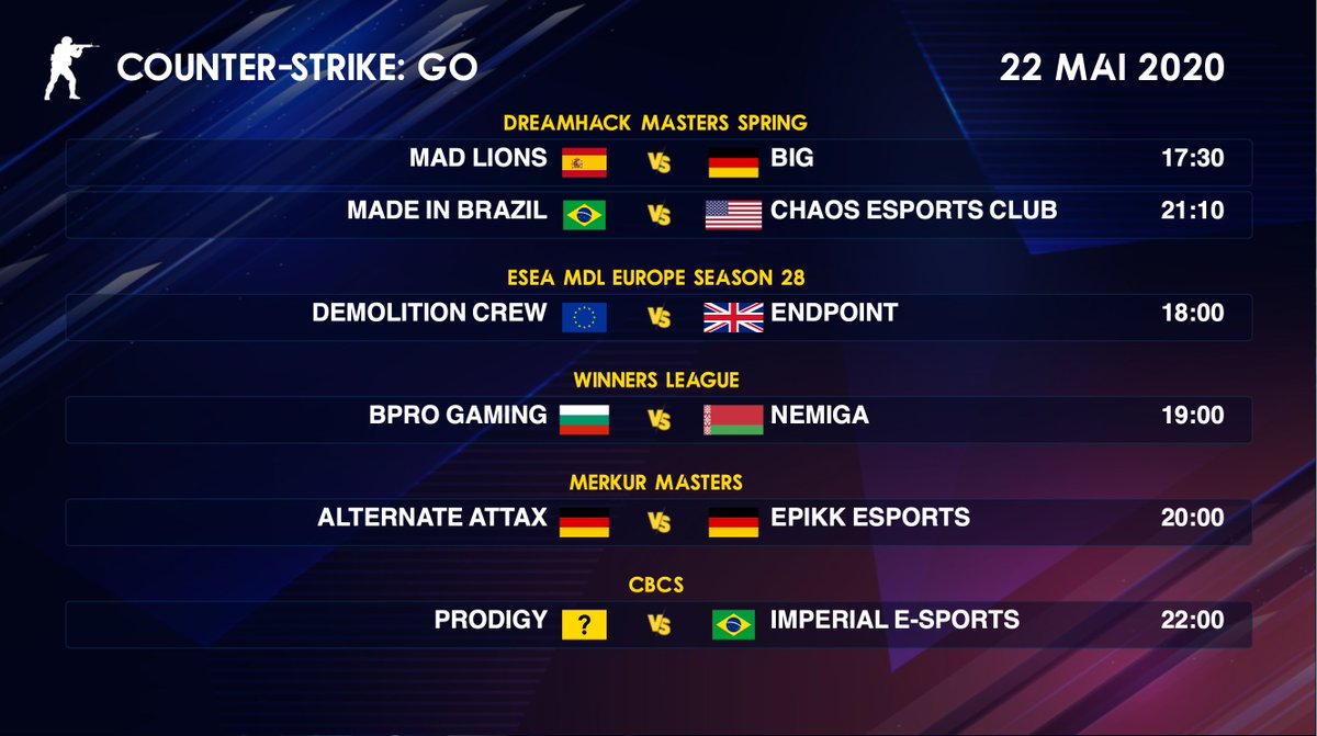 IMP_CSGO's tweet photo. Programme CS:GO du 22 mai 2020👇 https://t.co/Vn9zxEUS0I