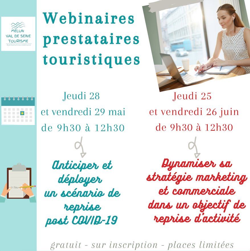 🌅 #Deconfinement #PostCovid19 🌅 <a href="/MVSTourisme/">Melun Val de Seine Tourisme</a> organise des #webinaires pour les professionnels du #tourisme. Infos &amp; inscriptions en ligne 👉 melunvaldeseine.fr/information-tr…