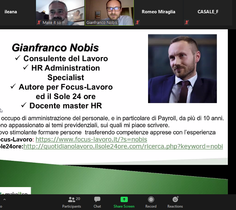 Storytelling fotografico del webinar: Gli #incentivioccupazionali: un aiuto concreto per la ripresa del mercato lavorativo. Relatore <a href="/nobisgianfranco/">Gianfranco Nobis</a>