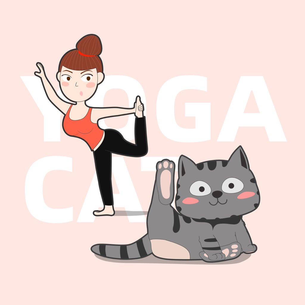 heyhappysth's tweet photo. Cat yoga #yoga #yogacat #kitten #pet #art #illustrator #Illustrations https://t.co/rAYu5Uz1jK
