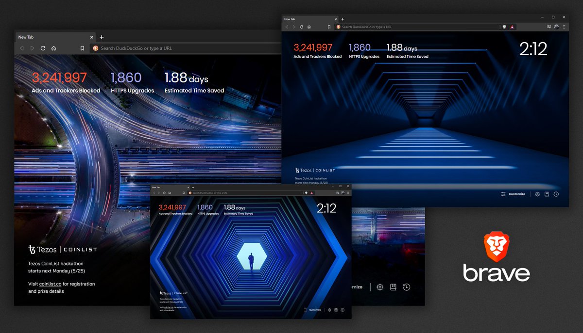Nice to see @tezos and @CoinList adorning the @brave new tab page. Be sure to check out their upcoming hackathon ($25,000 in prizes). More information online at coinlist.co/build/tezos/br….