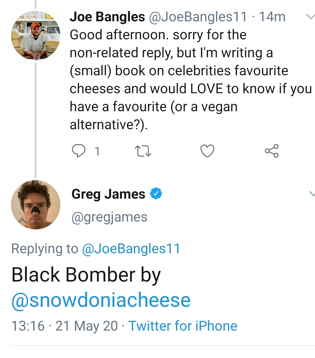 Thank you to the magnificent  @MartinSLewis,  @gregjames,  @roger_morgan and  @TomMcTague for your wonderful cheese choices!Welcome to my Wall of Cheese.Black Bomber by  @snowdoniacheese is soon becoming the celebs favourite! #fridaymorning #FridayMotivation