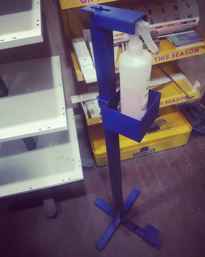 RacklyCraft's tweet photo. Pedal Operated Hand sanitiser metal stand. #rackly #racklycraft https://t.co/Ao7N4y6ayS