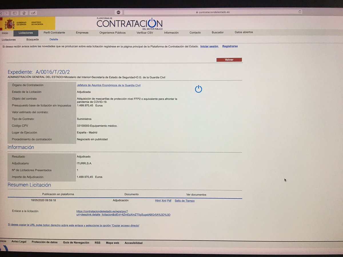 FjPatrullero's tweet image. La @guardiacivil ha adjudicado exp de licitación para la compra de mascarillas FFP2 por valor de casi 1,5 mill de € a la empresa #ITURRI. @AUGC_Comunica @AUGC_SecGeneral @AUGC_Portavoz @AEGCnacional @AEGCVice @UnionGC @apcabos @_IGC_ @ASESGC  @fgrruiz Ojalá lleguen pronto.