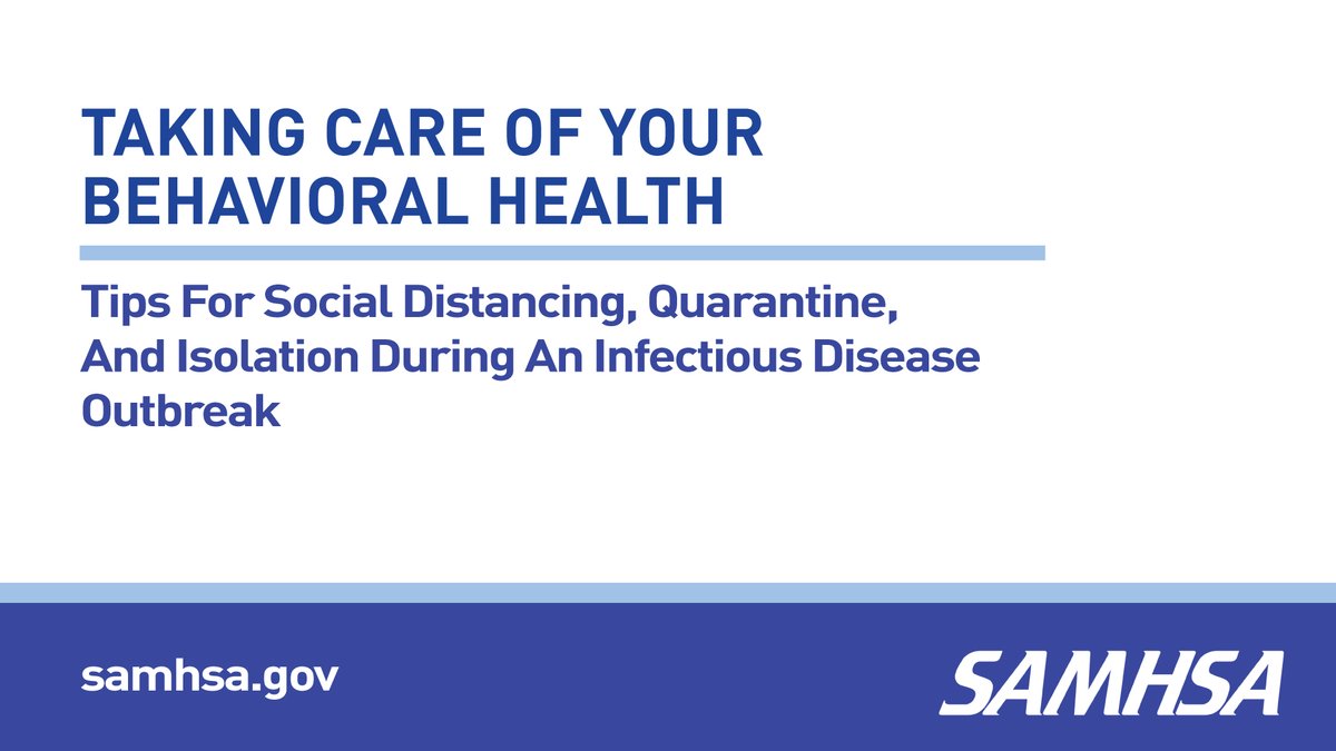 🗓️ May is #MentalHealthAwarenessMonth 

Now, more than ever, it is important to take care of your mental and behavioral health.  

For tips on social distancing, quarantine, isolation and taking care of your behavioral health during #COVID19, visit bit.ly/2Xz3CP0