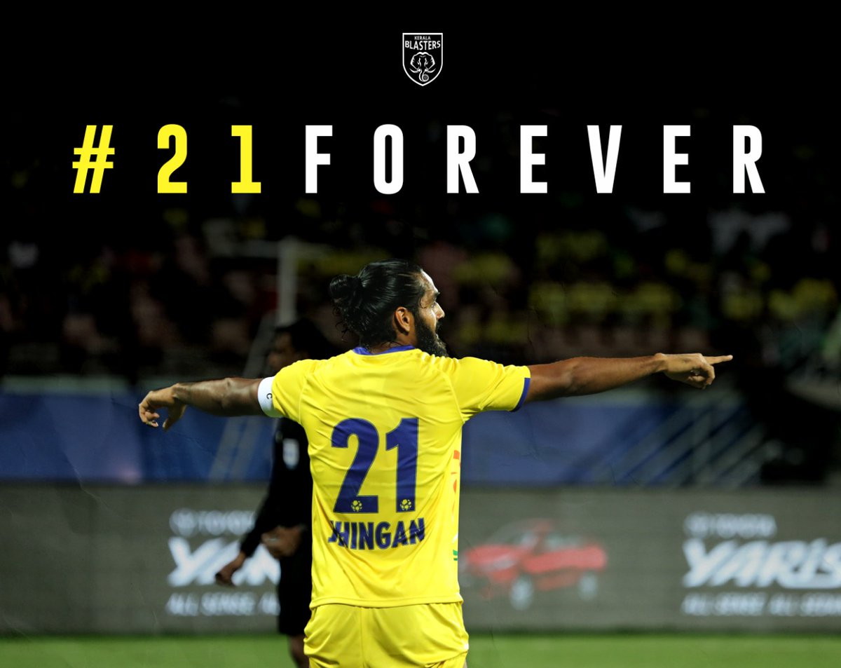 KeralaBlasters's tweet photo. “As a tribute to his contributions to the club, we will be permanently retiring his jersey number 21. We know that he will always remain a Blaster at heart.”
- Nikhil Bhardwaj, on @SandeshJhingan's departure
#YennumBlaster #21Forever https://t.co/pqCTq1qIwW
