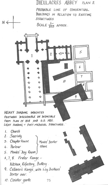 Dieulacres was also Cistercian, moved from Poulton, Cheshire 1214, and although more than twice as wealthy as Croxden (diss. 20 Oct 1539), it doesn't look as interesting plan-wise. Regardless all that's left is the lower parts of the two crossing piers, nice busy 13thc mouldings.