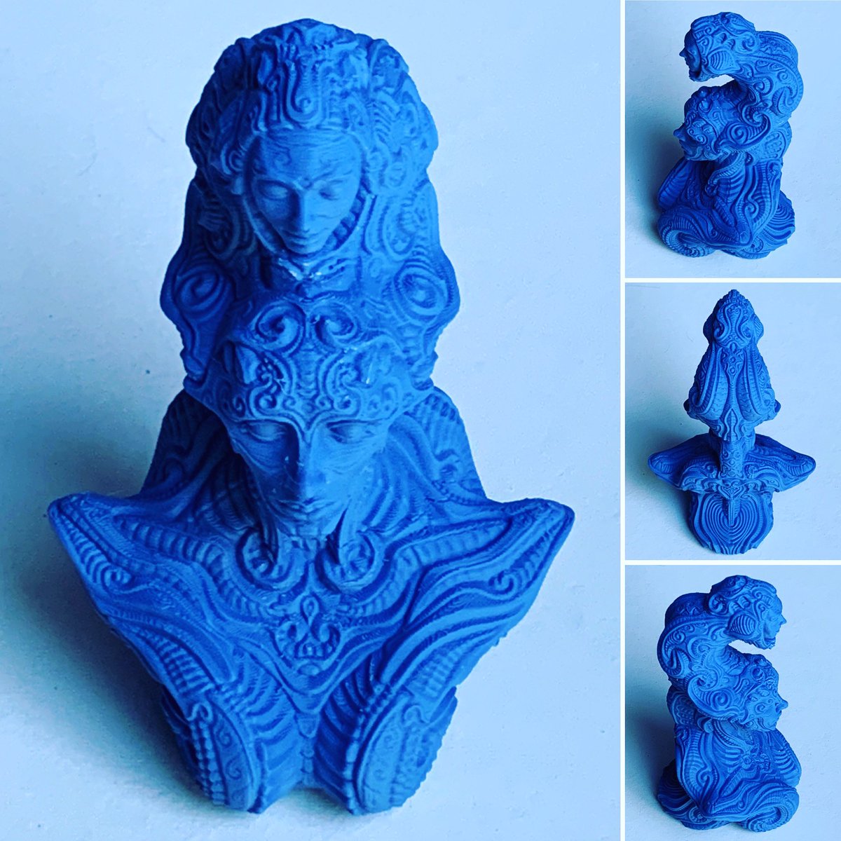 MakerWiz's tweet photo. The Mimic by Zane Rogers. How do you mimic such an exquisite sculpt? #3dmodel @trajan19901 #3dprinting @josefprusa #matteblue #pla @d3d #mimic #copy #texture #makersgonnamake https://t.co/OQUCPxBnJx