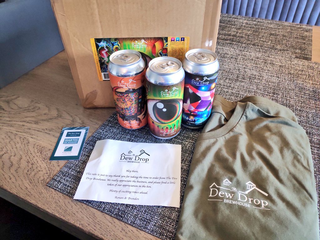 Just in time for the weekend, and a free t shirt too! Lovely touch, thanks a million <a href="/BrewingDew/">Dew Drop Brewhouse</a> can't wait to try them 🍻 #drinkirish