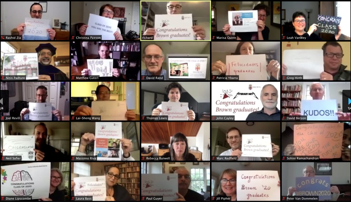 's tweet image. Provost Richard M. Locke and the academic department chairs and center and institute directors send big congrats to all the #BrownU graduates! #Brown2020