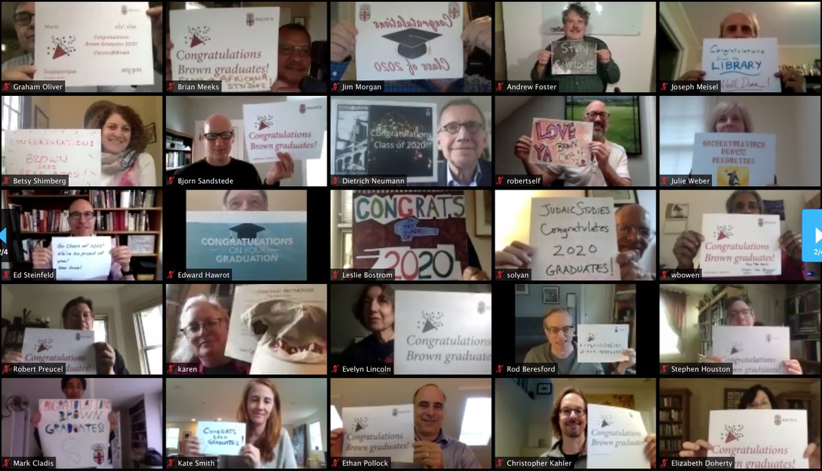 's tweet image. Provost Richard M. Locke and the academic department chairs and center and institute directors send big congrats to all the #BrownU graduates! #Brown2020