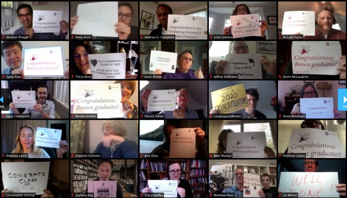 's tweet image. Provost Richard M. Locke and the academic department chairs and center and institute directors send big congrats to all the #BrownU graduates! #Brown2020