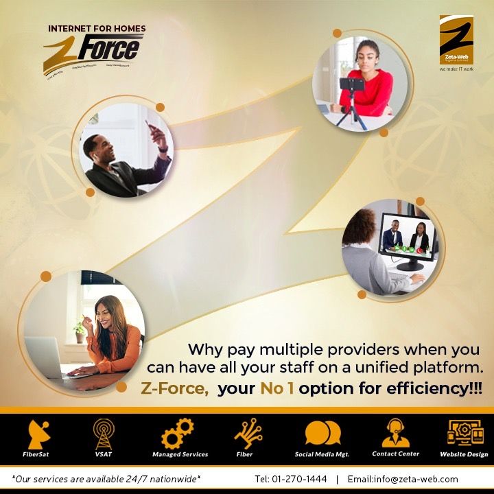 zetawebnigeria's tweet photo. Zforce, Your No 1 option for Efficiency!!!
For more information and Enquiry, call us on 01 270 1444 or send an email to info@zeta-web.com.
#Zforce #No1option #No1 #efficiency #multipleusers #fastinternet #staysafe #stayconnected #internetprovider #workwithease #… https://t.co/4TSxmiz1IF