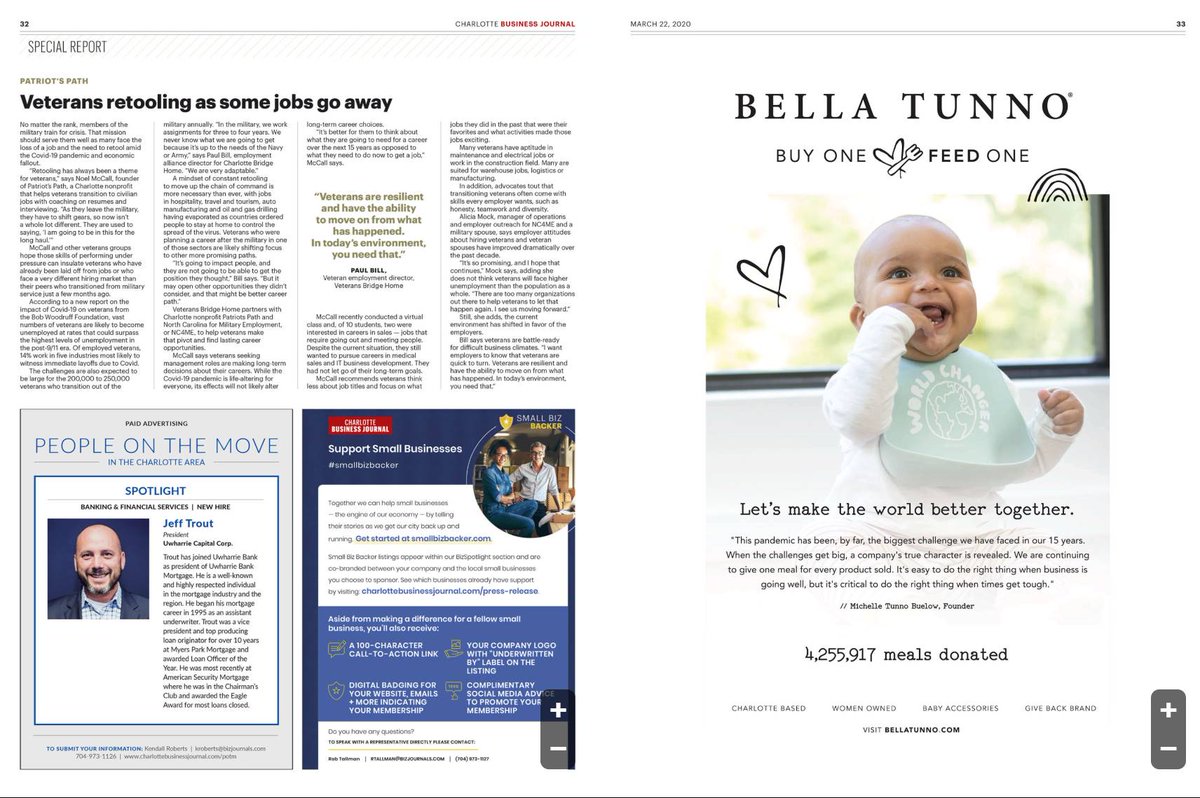 Thank you to the @cbjnewsroom for continuing to support small businesses during COVID-19. We are happy to continue down our mission to help #endhunger.