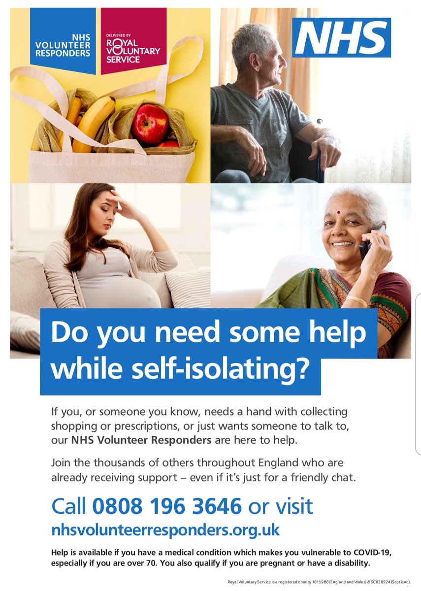 Please repost!! Someone will need help during this pandemic.
<a href="/RoyalVolService/">Royal Voluntary Service</a> <a href="/GoodSamApp/">GoodSAM</a>