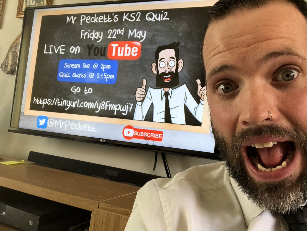MrPeckett's tweet image. And we’re live!!! Let’s QUIZ! tinyurl.com/y8fmpwj7 #homelearning #HomeLearningUK #homelearning2020 #quiz #ks2quiz #mrpeckettsquiz