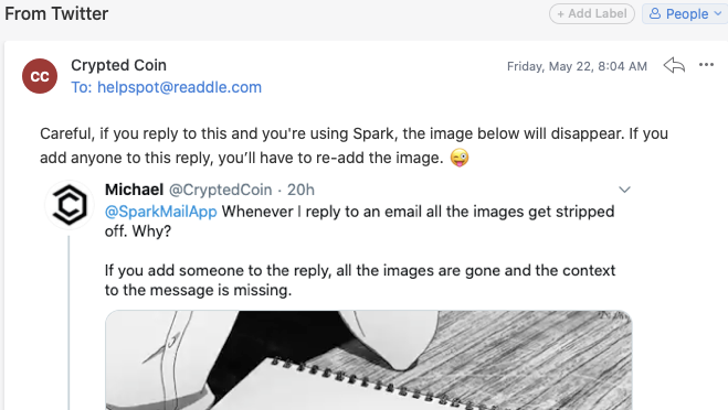 CryptedCoin's tweet photo. @SparkMailApp Done! https://t.co/0s4FoANyJl
