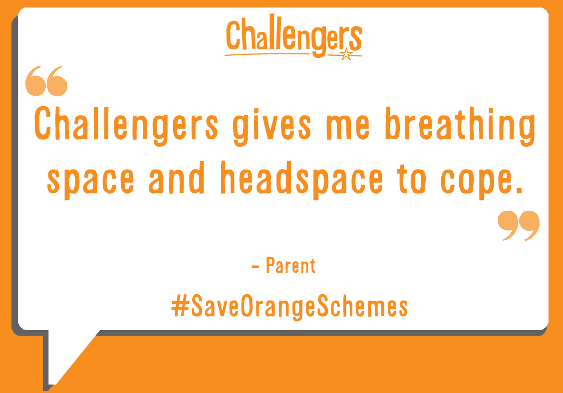 D_Challengers's tweet photo. Caring for a disabled child can be difficult for the whole family. Our schemes provide crucial short breaks for parents, siblings and carers who need time for themselves. Help us continue by donating today: https://t.co/xro2VkWtQt #SaveOrangeSchemes #MentalHealthAwarenessWeek 🧡 https://t.co/GijiqdVk29