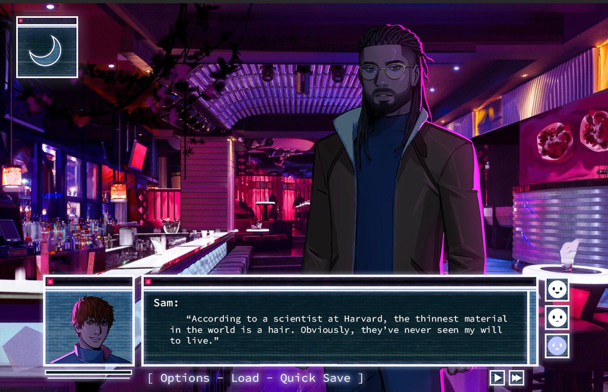 Love Shore (Perfect Garbage)Co-write and produce  @LOVESHOREGAME, a visual novel with RPG mechanics set in a cyberpunk future where hidden gods control the criminal underworld. Play as Sam or Farah, solve crimes or cause them, and maybe fall in love.