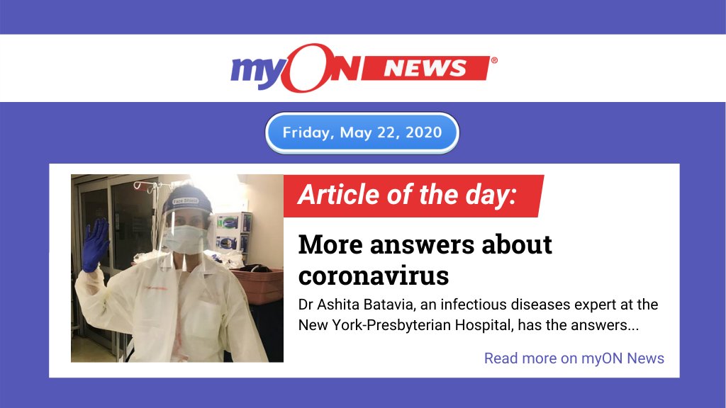 RenLearnUK's tweet photo. Today on myON News, Dr. Ashita Batavia answers questions about the coronavirus! Head to 👉 https://t.co/lqQHrISWMP 👈 to check it out.

&amp; don't forget that ALL the articles on myON News are reviewed by a child psychologist to make sure they're child-appropriate ✅ https://t.co/OONMhZQd3I