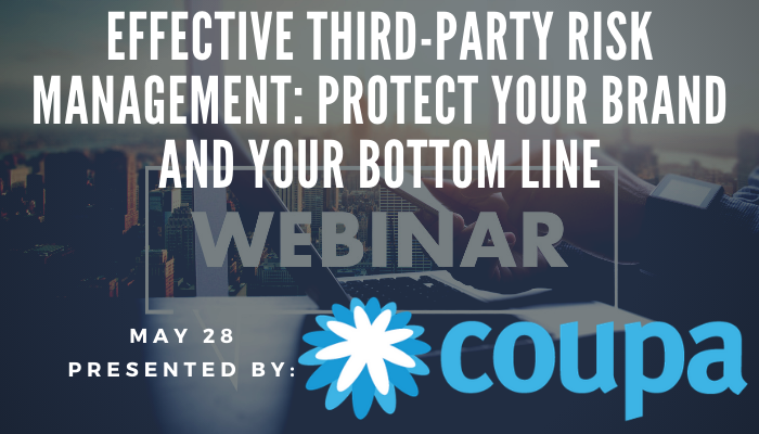 Join <a href="/Coupa/">Coupa Software</a> as they explore:

✔Building resilience in the face of 3rd-party risk during complex supplier relations
✔Fixing costly manual processes &amp; navigating through multiple risk domains
✔Lessons from real-world examples of 3rd-party risk management
bit.ly/2LM1LPF