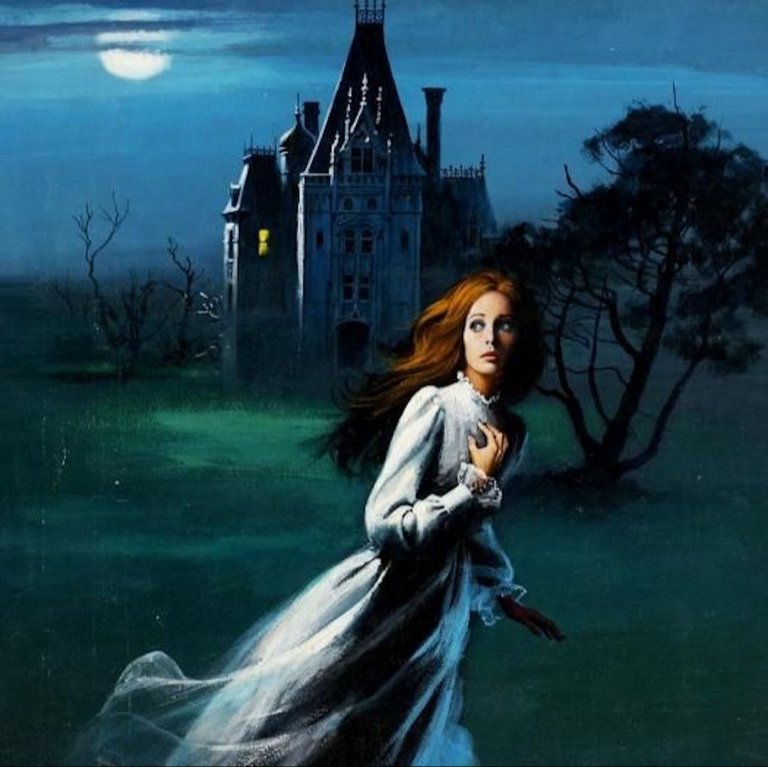A woman with great hair is fleeing a gothic house. This is a signal to the reader that this is one of ‘those’ books – not a historical romance, horror or ghost story, but a modern gothic.For  #WorldGothDay this is the secret story of the gothic romance novel...  #FridayThoughts