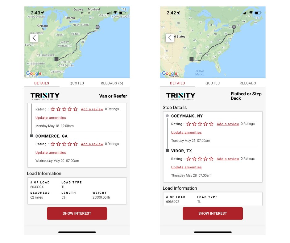 trucker_tools's tweet image. Looking for your next load? Go from browsing #truckstop amenities to booking with your favorite brokers like @Trin_Logistics with just a few taps in the FREE #TruckerTools mobile app! Download now: bnc.lt/erAl/tjCjqmLsuU