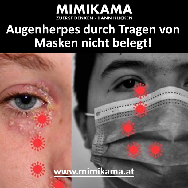 mimikama_org's tweet image. Ärzte können nicht bestätigen, dass das mehrfache Ein- und #Ausatmen der eigenen #Atemluft zu #Augenherpes führt
Weiterlesen: mimikama.at/allgemein/auge…