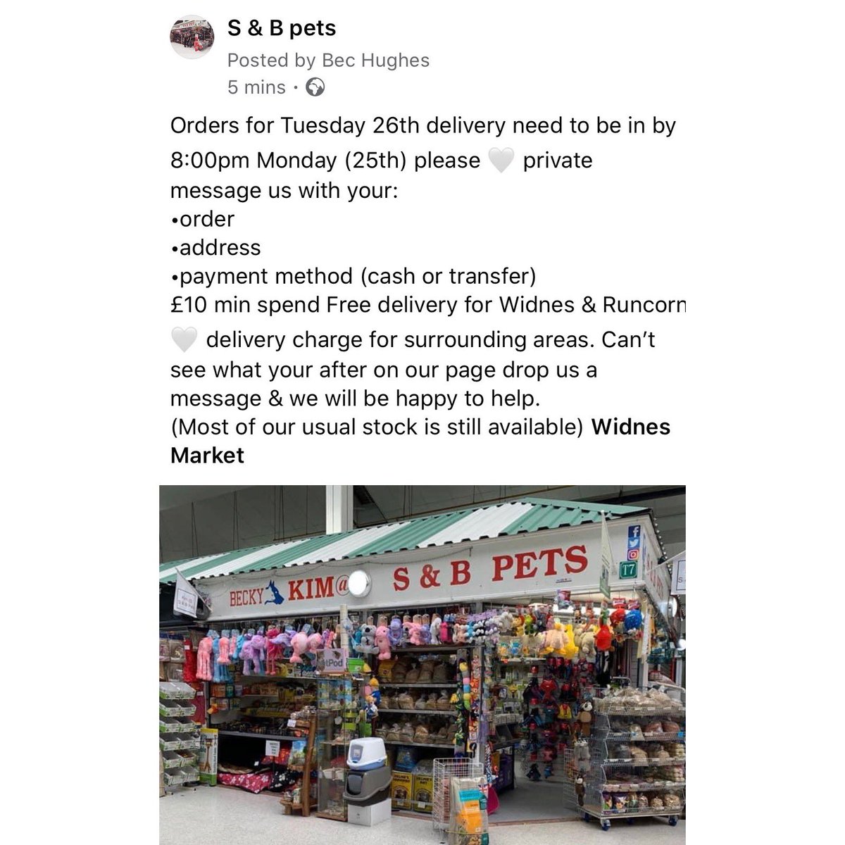 SandBpets's tweet photo. Please place orders through our Facebook page https://t.co/ADU2j13pxp.             @Widnes_Market https://t.co/mguBFVEFAm