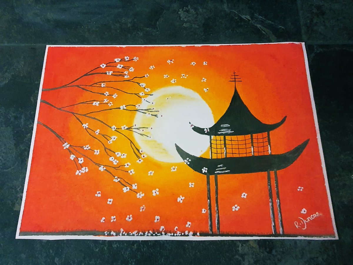 RebeccasArt20's tweet photo. Another #oilpastel drawing completed today! Inspired by Japanese architecture and cherry blossom! π¨ #ArtistOnTwitter #art #oilpastel #beginnerart #drawingoftheday #Japanese #architecture #cherryblossom #sunset #silhouette #blendingtechnique #lockdown #keepingbusy https://t.co/zS1gjc9Vhv