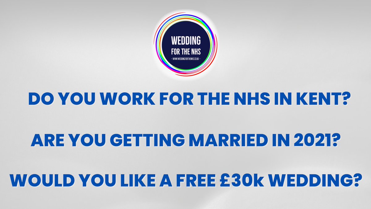 A wonderful team of 50 wedding suppliers have created this 'Thank you, NHS' gift, offering a choice of two dates in 2021 - enter now! #nhs #nhsheroes #freewedding #kentwedding @vanillaweb @julesserkin @FSBKent @supplymybiz