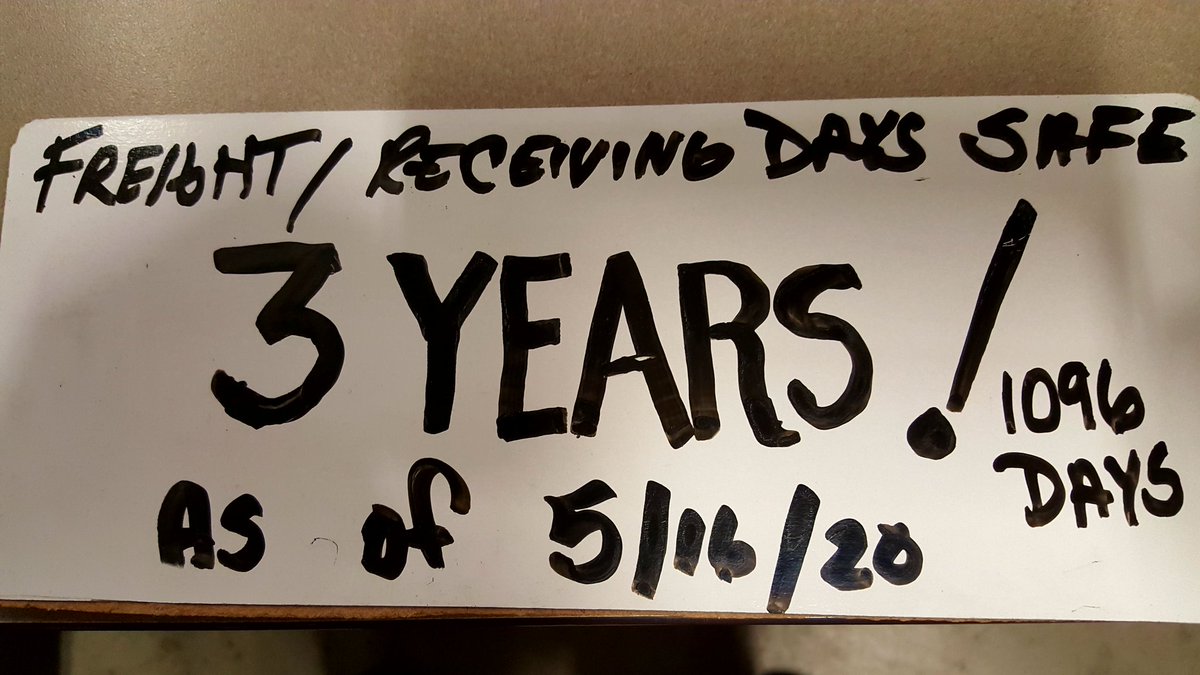 The "Roaring 20" freight/receiving teams have done it!  3 years safe! Incredibly proud of this team and their accomplishments! <a href="/ShayThomasTHD/">Shay Thomas</a> @JaredPare1