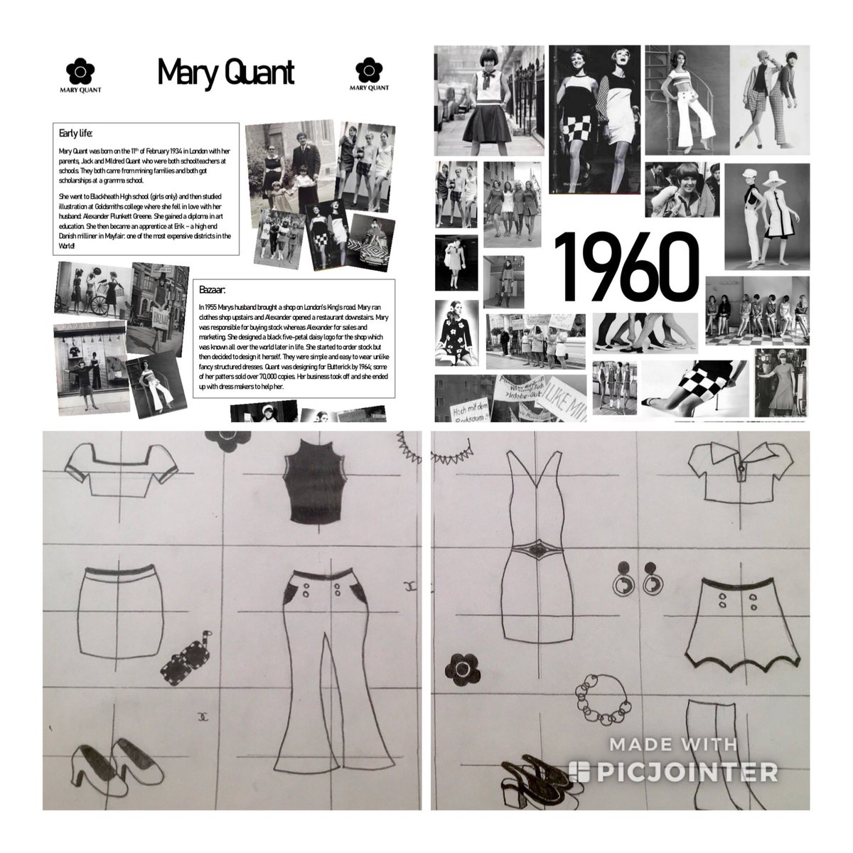Minster_DT's tweet photo. Millie’s 1960 Mary Quant inspired entry into the Young Fashion Designer UK competition. Fantastic research resulting in a range of creative ideas. #designit #YFDUK #Quant https://t.co/e9kOH9Djwi