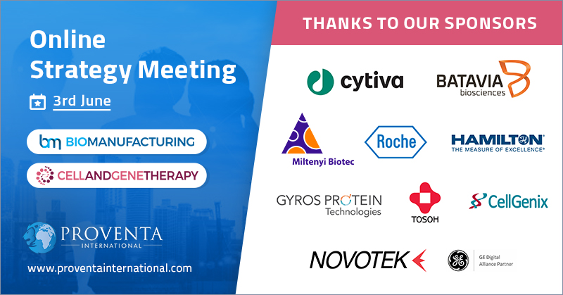 proventaintl's tweet photo. Happy Friday Twitter! We'd like to thank our sponsors joining us for the Online Biomanufacturing and Cell & Gene Therapy Strategy Meeting on the 3rd June - find out more here: https://t.co/5Equ0T7YFn #ProventaSM https://t.co/eghAZUxbCw