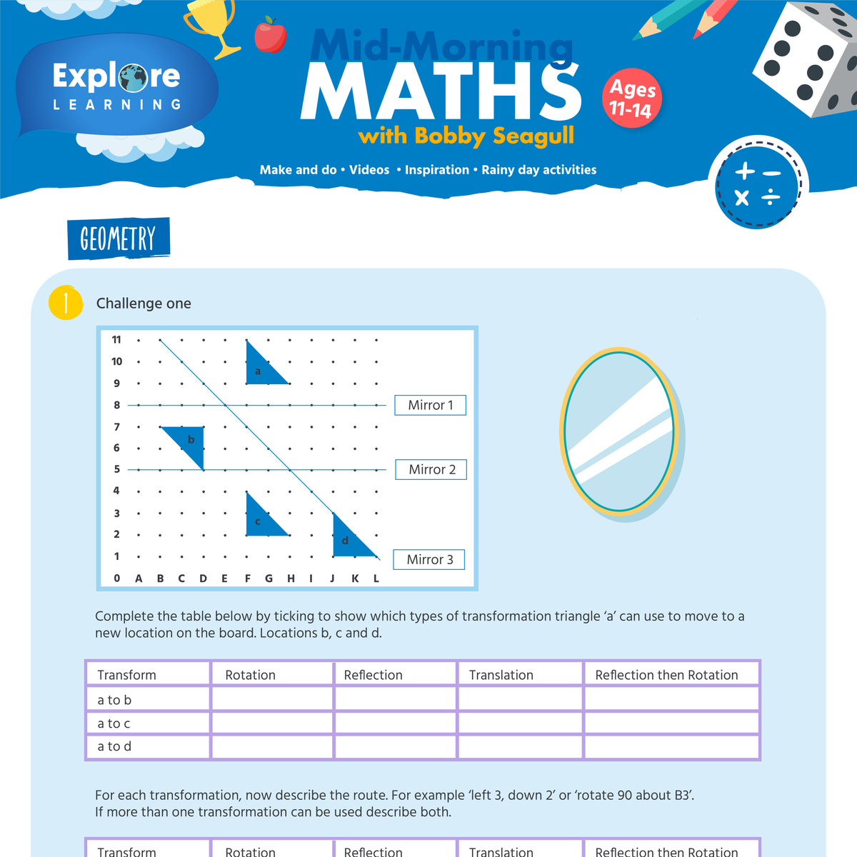 exploretutors's tweet photo. Our last lesson for the week just streamed live on our FB page. #KeepEducationGoing with this matching activity sheet for ages 11-14.⁠ Head over to our website to download this worksheet and much more #ExploreAtHome #MidMorningMaths @Bobby_Seagull https://t.co/IoR0nlrm6F ⁠ https://t.co/tU5B0b6kAR