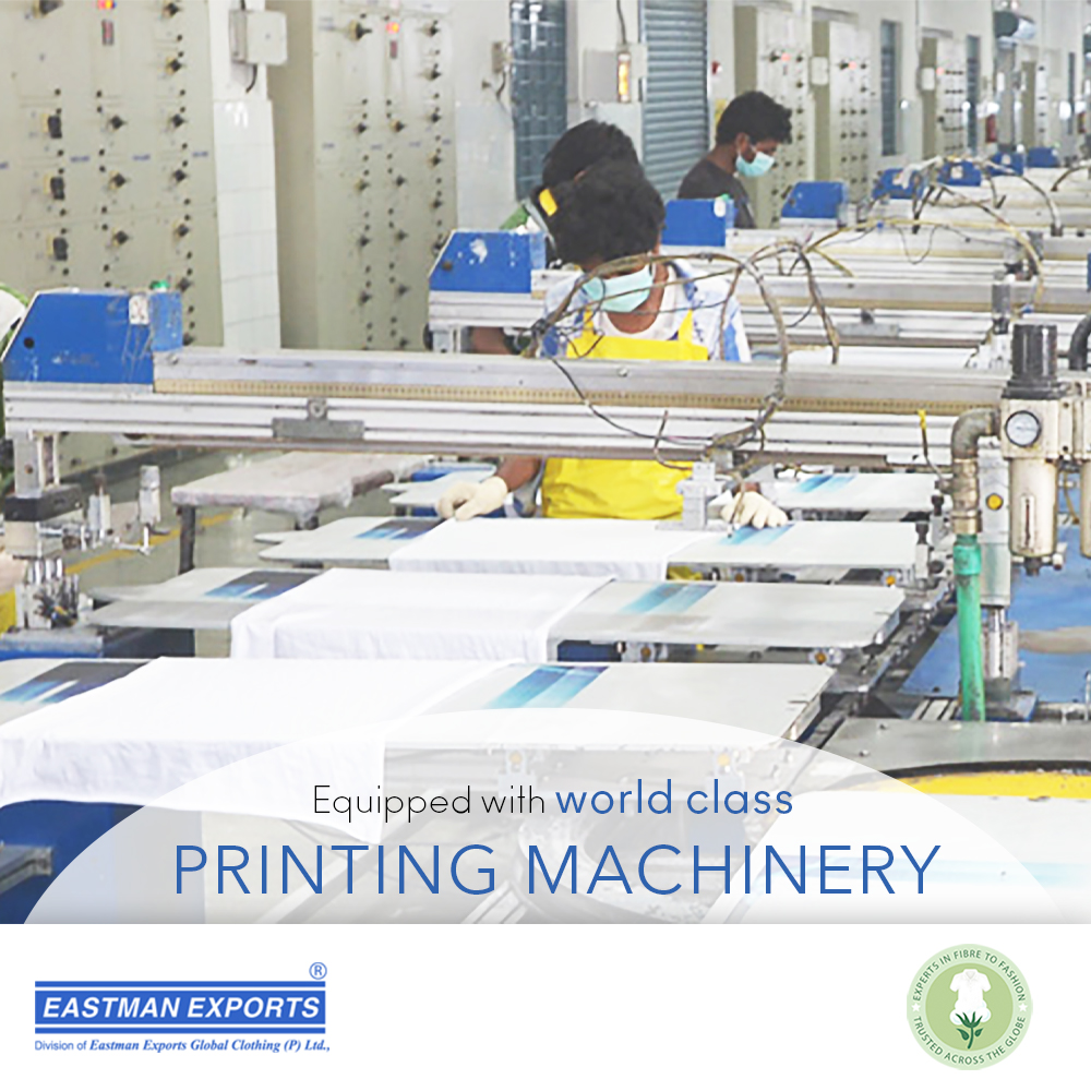 We at Eastman exports are equipped with world-class printing machineries to ensure quality printing. Visit us @ eastmanexports.com
#advancedprinting #machines #facilities #sustainability #zerowaste #environment #recycle #sustainablefashion #reuse #eco #design #fashion