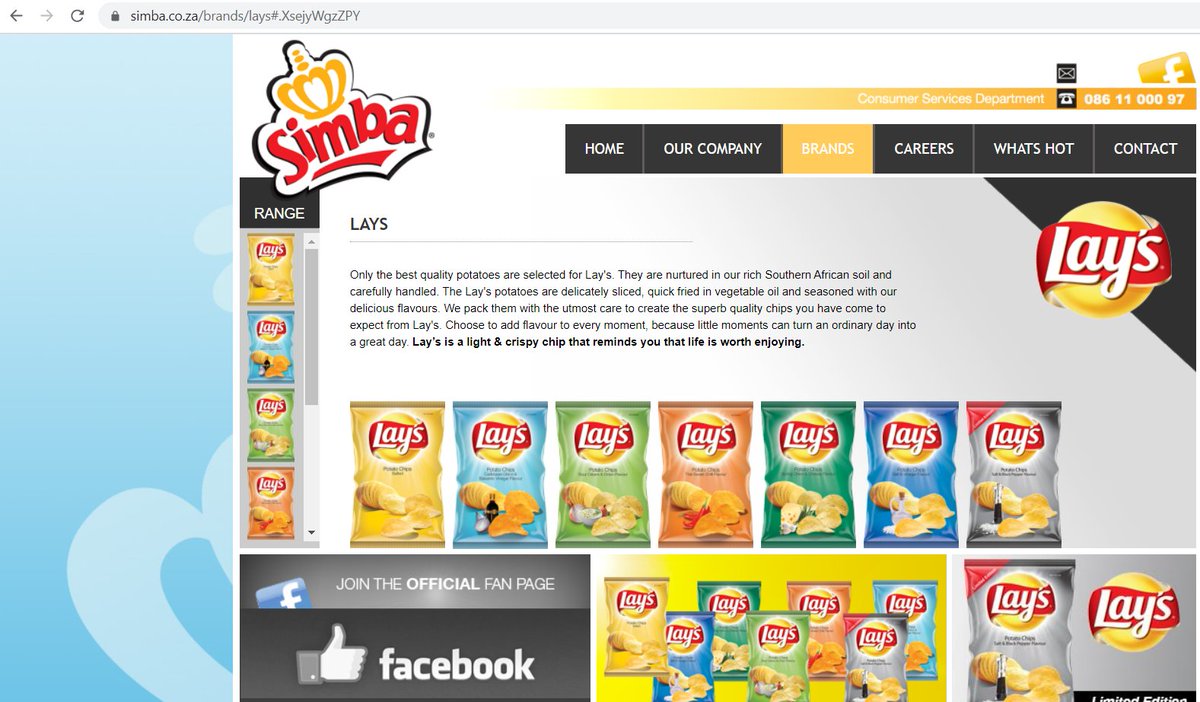 Bot_ter13's tweet photo. @LaysSouthAfrica @SimbaChipsSA 

Your website is so outdated it still shows you're selling salt &amp; vinegar chips, where is the new Japanese, Italian and those flavours?  

#day57oflockdown #layzy https://t.co/pg3w2QFR9g
