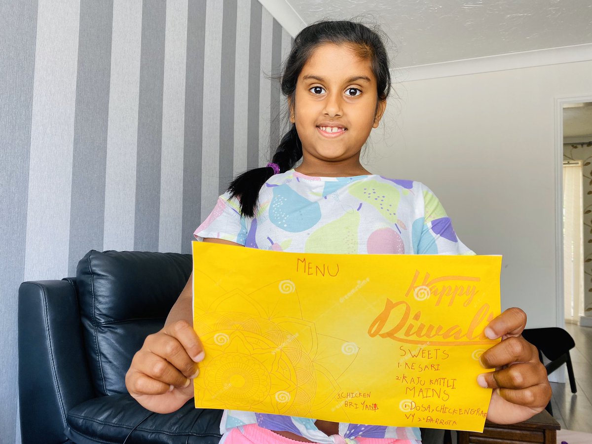 Akshayaa3387's tweet photo. @longmoorcps  D all set with her Diwali menu. She is so excited about the Festival of Lights. It’s our family favourite festival. https://t.co/fOMDyxDJ5x