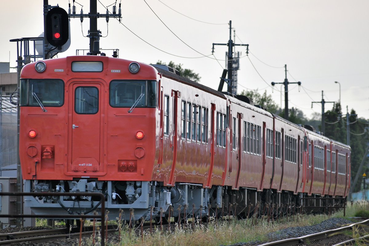 RANNINGtrainbas's tweet photo. 255Ⅾ
キハ47-1134本線試運転からの米子返却
後藤車+47-1134金トヤ
まさかの後藤車と連結でした、白幕で運転されました https://t.co/FWGP5WDsEv