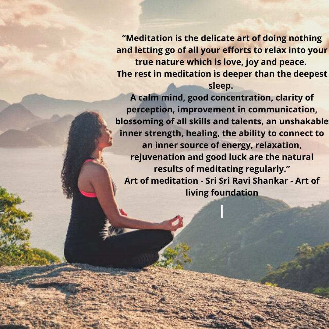 nourishingthyme's tweet photo. Imagine if 1 billion people on the Planet could do this daily - What a change that would bring to our world?

There are many guided meditations available on insight timer. Art of Living Foundation offers courses in your area.

#meditation #meditate #change #wellness  #Mindfulness https://t.co/SZrfBNjlC0