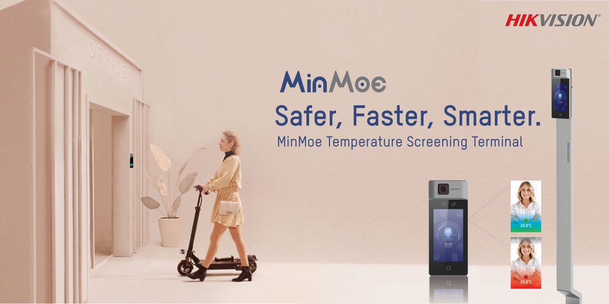 HikvisionEurope's tweet photo. The #MinMoe touch-free temperature screening terminals makes access #easier and #safer, suitable for long-term temperature screening with access control for any building with a high footfall of people. 
Find out more here👉 https://t.co/L11nRxzBgU https://t.co/RkJ8Sw05Aj