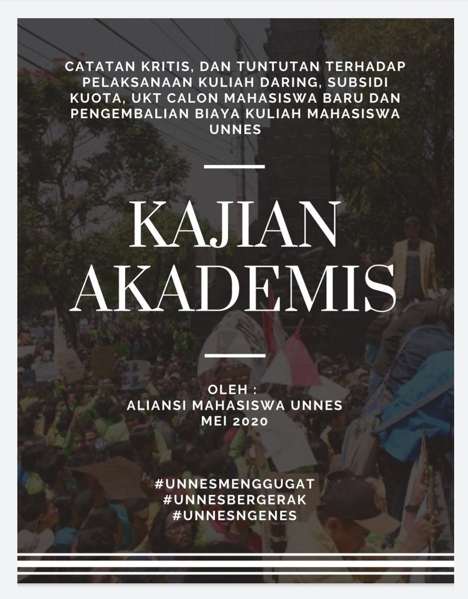 fajarhafuza's tweet photo. KAJIAN AKADEMIS ALIANSI MAHASISWA UNNES 2020

Simak selengkapnya di catatan kritis dan tuntutan terhadap pelaksanaan kuliah daring, subsidi kuota, UKT calon mahasiswa baru dan pengembalian biaya kuliah tunggal mahasiswa dari Aliansi Mahasiwa UNNES. Link: https://t.co/UY3QzciFoU https://t.co/XDZ5wcqvL6