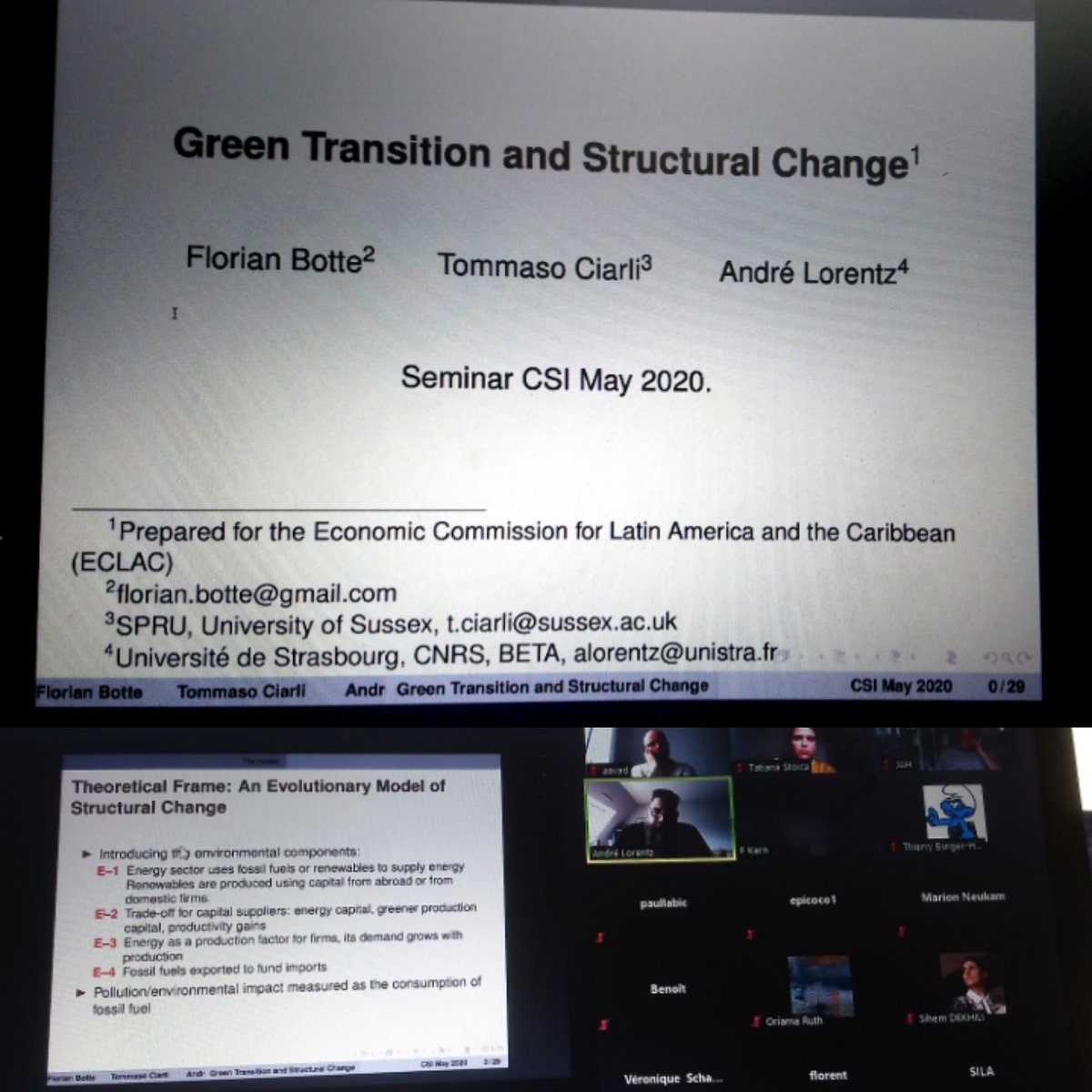 TatianaSTOICAdr's tweet image. @AndreLorentz presenting @beta_economics his paper on #GreenTransition and #StructuralChange, co-authored with @botte_florian, Tommaso Ciarli and Marco Valente #evolutionaryeconomics #economicmodel #energytransition