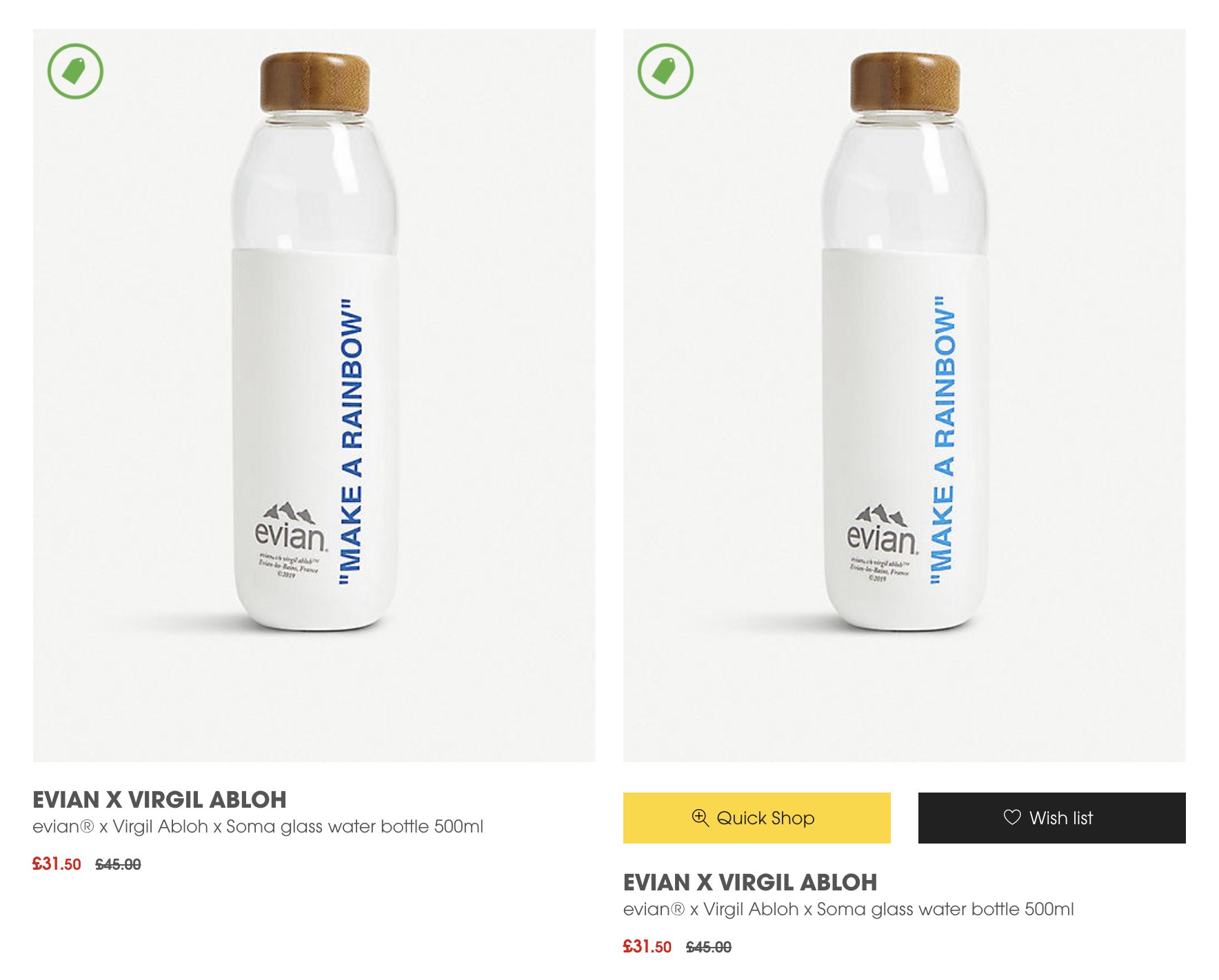 Evian x cheap off white
