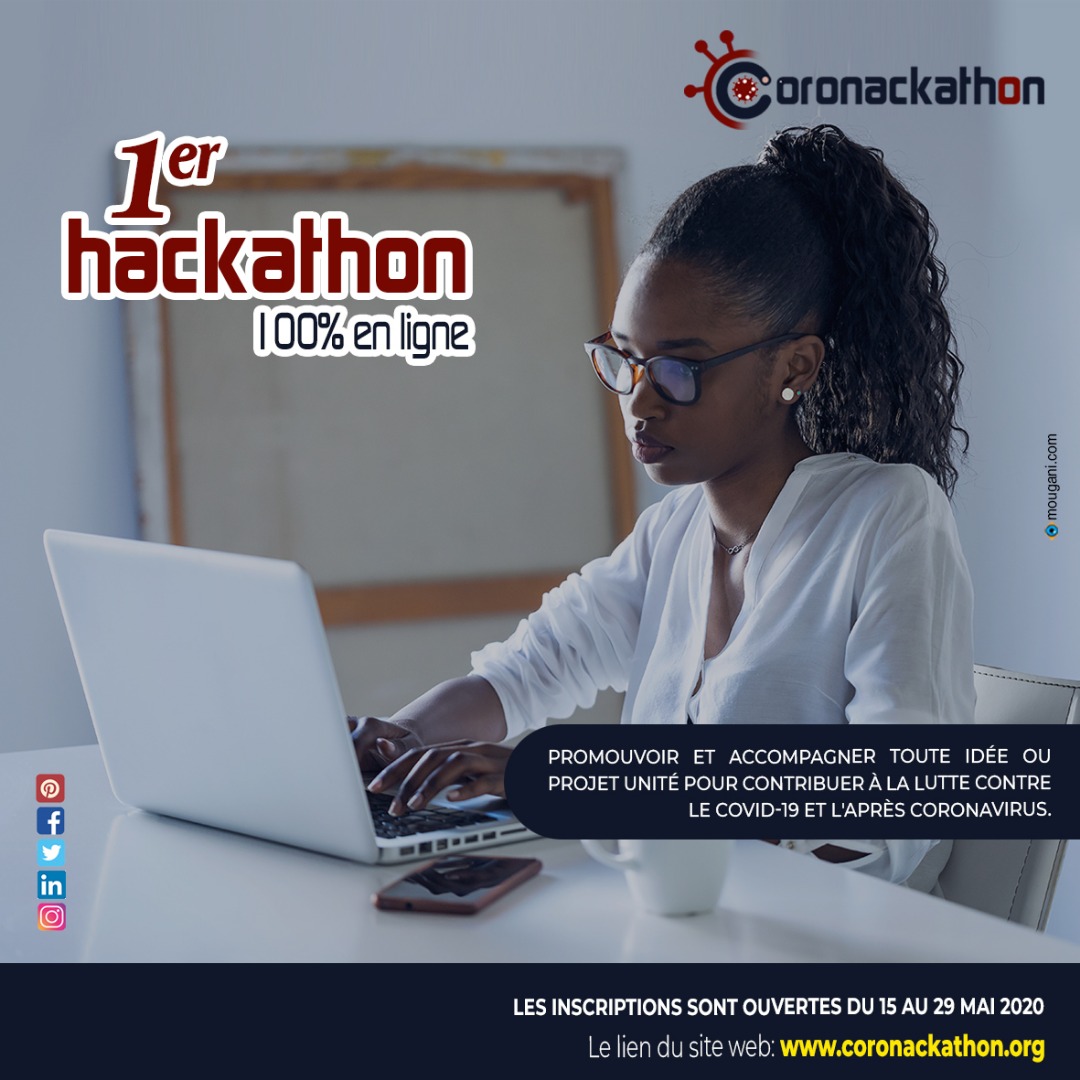 Coronackathon's tweet photo. Main dans la main nous pouvons combattre💪le corona virus 🦠! Une solution numérique ou classique pour intercaler cette pandémie ? Alors vite candidatez au #Coronackathon en cliquant ici 👉https://t.co/zyyx2G3lW4
Cc @AnsiNiger @Cipmen @MinSante
#StopCovid #FightCovid https://t.co/9EehJr27Fd
